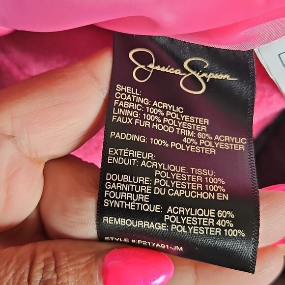 Jessica Simpson Girls Puffy Winter Coat With Faux Fur Hood & Mittens 10/12 Black - Picture 15 of 16